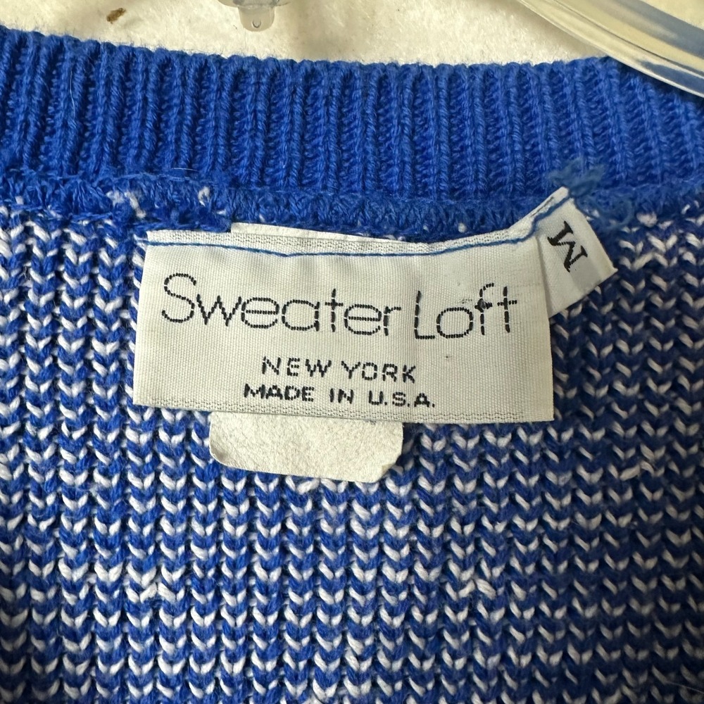 Sweater Loft New York blue sailboat seagull novelty short sleeve cardigan - Picture 4 of 6